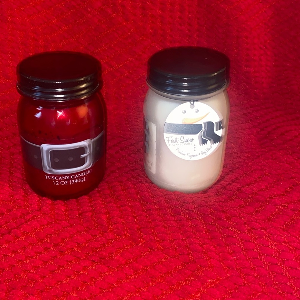 NEW! 2-Tuscany Christmas Holiday Candles 12 ounces each. Soy based. See photos.